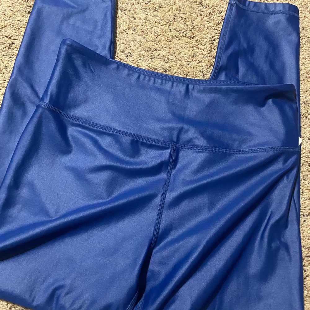 ZYIA blue metallic leggings
